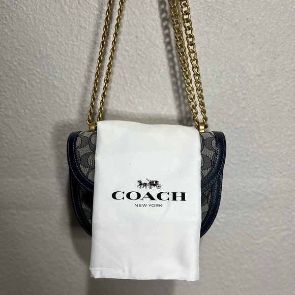 Coach Alie Saddle Signature Jacquard Navy Blue - Picture 5 of 8